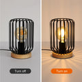 Pheashine Retro Tischlampe Vintage Industrial Tischleucht Schwarz Metall au Holz Sockel, Nachttischlampe E27 Fassung mit Schalter für Wohnzimmer Schlafzimmer- 60W Max. - Ohne Leuchtmittel