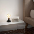 BRILONER - Nachttischlampe Retro mit Kabelschalter, E27 Fassung, max. 10 Watt, Tischlampe vintage, Lampe, Schreibtischlampe, Tischleuchte, Bürolampe, Leselampe Bett, Leselicht, 10x9 cm, Schwarz