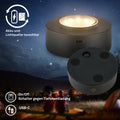 BRILONER - LED Tischlampe kabellos IP44 mit Glaskorpus, Touchdimmbar in Stufen, Akku & Lichtquelle tauschbar, Nachttischlampe, Dekolampe, Akku Tischleuchte, Wohnzimmer, Kinderzimmer, 15x11 cm, Grau