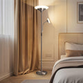 BBHome Stehlampe Wohnzimmer LED, 27W Deckenfluter LED Dimmbar mit 6W leselampe, 3000K-6500K Moderne Dimmbar Stehlampe mit Fernbedienung & Berührung für Wohnzimmer, Schlafzimmer, Büro (silber)
