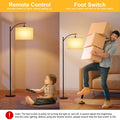 GLUROO Stehlampe Wohnzimmer mit Fernbedienung, Modern Standleuchte Bogenlampe mit 3 Farbwechsel, Stufenlose Helligkeit, Dimmbar LED Stehleuchte mit Fußschalter