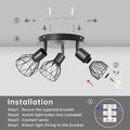 Dehobo Led Deckenstrahler Schwenkbar 350°, Deckenleuchte E14 3 Flammig Schwarz, Spotleuchte Wand, Deckenlampe Spots Led, LED Wandstrahler für Küche, Wohnzimmer, Schlafzimmer, Nein E14 Leuchtmittel