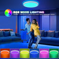 LEZOE 18W RGB LED Deckenleuchte Dimmbar mit Fernbedienung, 1800LM LED Deckenlampe Dimmbar RGB Farbwechsel, 3000K-6500K IP54 Flach Panel für Wohnzimmer Schlafzimmer Kinderzimmer Küche Bad φ22x2.5cm