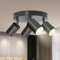BOYIR Deckenstrahler LED Schwarz Deckenstrahler 4 Flammig Schwenkbar 350°Deckenleuchten Rund Küchenlampe Deckenleuchte GU10 Deckenlampe Spots Deckenleuchte für Schlafzimmer, Ohne Leuchtmittel