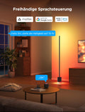 Govee LED Stehlampe Dimmbar RGBIC, 1725LM Stehlampe Wohnzimmer Arbeiten mit Matter,152cm RGBIC Moderne Schwarz,16 Millionen Farben Szenenmodi, Musikmodus für Deko Schlafzimmer Spielzimmer