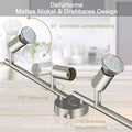 Defurhome LED Deckenleuchte Drehbar, 4 Flammig Strahler Deckenlampe Spot,Modern Deckenstrahler (Mattes Nickel) für Küche, Wohnzimmer, Schlafzimmer, inkl. 4 x 4W GU10 Lampen (400LM, warmweiß)