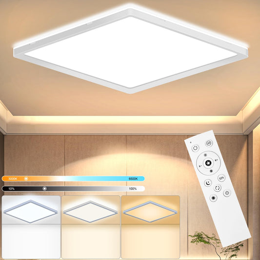 RDGOOD LED Deckenleuchten Dimmbar mit Fernbedienung, 18W 1800lm Deckenlampe led Dimmbar 3000-6500K, Flach Panel Für Schlafzimmer Wohnzimmer Kinderzimmer Flur Küche Keller Diele Balkon 22 * 22x2,5cm