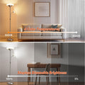 BBHome Stehlampe Wohnzimmer LED, 27W Deckenfluter LED Dimmbar mit 6W leselampe, 3000K-6500K Moderne Dimmbar Stehlampe mit Fernbedienung & Berührung für Wohnzimmer, Schlafzimmer, Büro (silber)