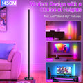 NIKYJM LED Stehlampe Wohnzimmer 145cm RGB Stehlampe Dimmbar Standleuchte LED Ecklampe mit Fernbedienung und APP, 16 Millionen Farben, 300 Szenenmodi Musikmodi DIY-Modus für Wohnzimmer Wohnzimmer Büro