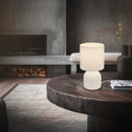 BRILONER - Tischlampe mit Stoffschirm, Kabelschalter, Keramikfuß, Lampe, Nachttischlampe, Tischleuchte, Dekolampe Flur, Bürolampe, Leselampe, Wohnzimmer, Schlafzimmer, 15x28 cm (DxH), Weiß