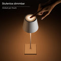 SIGOR Nuindie 2.0 - Dimmbare LED Akku-Tischlampe Indoor & Outdoor, IP54 spritzwassergeschützt, Höhe 38 cm, aufladbar mit USB-C, 12 h Leuchtdauer, goldfarben