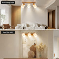 Doughelec Deckenlampe Deckenstrahler 3 Flammig Wohnzimmer - Holz Deckenleuchte Deckenspot Vintage E14 Schwenkbar Lampe Decke Wandstrahler MAX 30W Spot für Schlafzimmer Küche Flur, Ohne Leuchtmittel