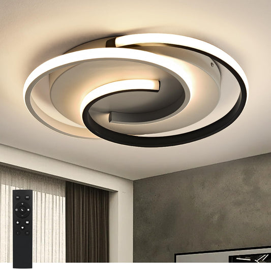 LED Deckenlampe,Moderne Deckenleuchte Dimmbar mit Fernbedienung Wohnzimmer, Schwarz-Weiß Schlafzimmerlampe, Rund, Wohnzimmerlampe mit Memory Funktion, für Wohnzimmer,Schlafzimmer, Büro