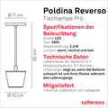 Zafferano, Poldina Reverso Lampe, Wiederaufladbare und Kabellose Tischlampe mit Touch Control, Geeignet für den Innen- und Außenbereich, Dimmer, 2200-3000 K, Höhe 35 cm, Farbe Salbei