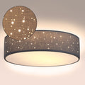 MONZANA® Deckenlampe Sternenhimmel Wohnzimmer Schlafzimmer E27 Grau Rund 38cm Stoffschirm 2-Flammig 40W Küche Lampe Deckenleuchte Stoffdeckenlampe