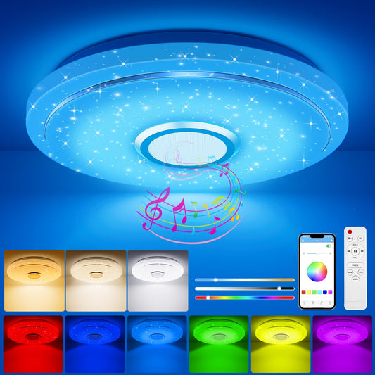 TOPPLEE Led Deckenleuchte Dimmbar,RGB Farbwechsel Deckenlampe mit Fernbedienung,Sternenhimmel Lampe für Kinderzimmer,Schlafzimmer,Wohnzimmer