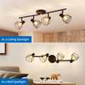 ANWIO Deckenleuchte E14 4 Flammig Schwarz, LED Deckenstrahler 4 Flammig Schwenkbar Flurlampe Lampe Wohnzimmer LED Deckenlampe Küche Spotleuchte Wand Schlafzimmer (Ohne Leuchtmittel) EUC-