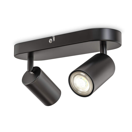 B.K.Licht - Deckenlampe schwenkbar, GU10 Fassung, max. 9 Watt, Deckenleuchte, Lampe, Wohnzimmerlampe, Schlafzimmerlampe, Küchenlampe, Deckenstrahler, Deckenbeleuchtung, 27x6x9 cm, Schwarz