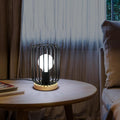 Pheashine Retro Tischlampe Vintage Industrial Tischleucht Schwarz Metall au Holz Sockel, Nachttischlampe E27 Fassung mit Schalter für Wohnzimmer Schlafzimmer- 60W Max. - Ohne Leuchtmittel