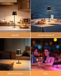 NIBSHOOM Tischlampe Kabellos Dimmbar,5200mAh Led Akku Tischleuchte Höhenverstellbare mit Warmweißes Licht & 256 RGB Farbwechsel,IP54 Wasserdicht Tischlampe Schwarz für Restaurant-2 Stück
