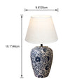 FSLiving Tischlampe Keramik Tischleuchte Lampe, Vintage Dimmbar Nachttischlampe mit Stoffschirm 1xE27, LED Wiederaufladbare Kabellose Akku Tischlampe für Nachttisch Beistelltisch Esstisch TD1013B