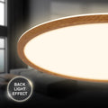BRILONER - LED Deckenlampe mit indirektem Licht, flach, warmweißes Licht, Lampe, Deckenleuchte, Wohnzimmerlampe, LED Panel, Küchenlampe, Schlafzimmerlampe, 42x3 cm, Holzrahmen