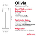 Zafferano, Olivia Pro Lampe mit Goldfarbenes Blatt, Tragbare und Wiederaufladbare Tischlampe mit Touch Control, Geeignet für Wohnzimmer und Außenbereich, Dimmer, 2700-3000 K, Höhe 35 cm
