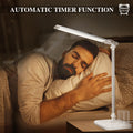 iVict Dual Swing Arm LED Schreibtischlampe, 5-Modi Touch Control Helligkeitsstufen Schreibtischlicht mit 45-Minuten Auto-Off Timer, USB-Ladeanschluss, Speicherfunktion, Schreibtischlampen für Kinder