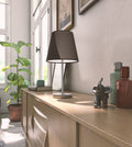 WOFI Tischleuchte Cesena 1-flammig, schwarz, ‎14 x 14 x 32 cm, Stoffschirm 832401100000