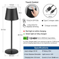 2 Stück Dimmbare LED Akku Tischlampe Touch Kabellose Tischleuchte mit USB-C