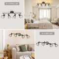 Dehobo Led Deckenstrahler Schwenkbar 350° - Deckenleuchte E14 4 Flammig Rund - Deckenlampe Spots Led Schwarz - Küchenlampe Wohnzimmerlampe Deckenspot Schlafzimmer