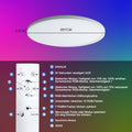 ONDTA LED Deckenleuchte Dimmbar LED Panel Ø57cm, 45W RGB Neutralweiß 4000K Deckenlampe mit Fernbedienung, IP44 Rund Küchenlampe Badezimmer lampe für Wohnzimmer Schlafzimmer Spielzimmer Kinderzimmer