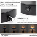 FSLiving Tiffany-Stil Tischlampe Kabellos Warmweißes,Rosa Wiederaufladbar Tischleuchte, Dimmbar Nachttischlampe mit Glasschirm und Fernbedienung für Nachttisch Esszimmer Schlafzimmer -B2CDTD