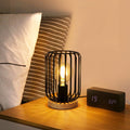 Pheashine Retro Tischlampe Vintage Industrial Tischleucht Schwarz Metall au Holz Sockel, Nachttischlampe E27 Fassung mit Schalter für Wohnzimmer Schlafzimmer- 60W Max. - Ohne Leuchtmittel