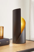 Reality Leuchten Tischleuchte Frank R50161032, Metall Schwarz matt/Goldfarbig, exkl. 1x E14, 10 x 10 x 24 cm