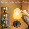 Suright Tischlampe Kabellos, Akku Tischleuchte Stufenlose Dimmbare 3 Farbmodi+RGB, Touch Control LED Tischlampe IP54 Wasserdicht für Restaurant, Schlafzimmer, Party, Camping, Kaffeehaus