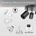 BOYIR Deckenstrahler LED Schwarz Deckenstrahler 4 Flammig Schwenkbar 350°Deckenleuchten Rund Küchenlampe Deckenleuchte GU10 Deckenlampe Spots Deckenleuchte für Schlafzimmer, Ohne Leuchtmittel