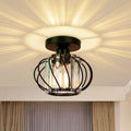 FRIDEKO HOME Deckenleuchte Schwarz Kristall Kronleuchter,Modern Deckenlampe Metal Rund Lampenschirm E27 Lampe Decke für Schlafzimmer Wohnzimmer Küche Flur Ø19cm Schwarz