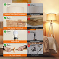 OUTON LED Stehlampe Dimmbar Dreibein Holz mit Regal, Fernbedienung, 4 Farbtemperatur, 1 Stunde Timerfunktion, Stativ Stehleuchte mit Beige Lampenschirm für Wohnzimmer, Schlafzimmer, Büro (Holz)