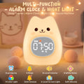Aokpsrt Katzenwecker mit Nachtlicht für Kinder mit Schlaftraining und Sound-Maschine, wiederaufladbare Silikonlampe zum Aufwachen, niedliche Tier-Tischlampe, perfekter Schlafbegleiter für Jungen und