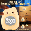 Aokpsrt Katzenwecker mit Nachtlicht für Kinder mit Schlaftraining und Sound-Maschine, wiederaufladbare Silikonlampe zum Aufwachen, niedliche Tier-Tischlampe, perfekter Schlafbegleiter für Jungen und