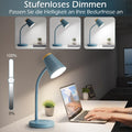 GyroVu Schreibtischlampe LED, Touch Tischlampe Dimmbar Augenschutz, Flexibler Gänsehals Desk Lamp für Kinder, Leselicht für Schlafzimmer, Nachttisch, Studierzimmer, Büros, Blau
