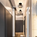 FRIDEKO HOME Deckenleuchte Schwarz Kristall Kronleuchter,Modern Deckenlampe Metal Rund Lampenschirm E27 Lampe Decke für Schlafzimmer Wohnzimmer Küche Flur Ø19cm Schwarz