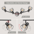 Dehobo Led Deckenstrahler Schwenkbar 350° - Deckenleuchte E14 4 Flammig Rund - Deckenlampe Spots Led Schwarz - Küchenlampe Wohnzimmerlampe Deckenspot Schlafzimmer