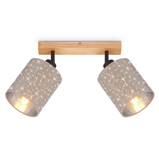 BRILONER - Deckenlampe mit Sternenhimmel, schwenkbar, Lampenschirm aus Stoff, Deckenleuchte, Lampe, Wohnzimmerlampe, Schlafzimmerlampe, Küchenlampe, Deckenstrahler, 28,5x13x15,5 cm, Taupe