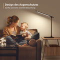 Lepro Schreibtischlampe, LED Tischlampe 15W, 655LM Tischleuchte 3 Farben, 5 Helligkeitsstufen Dimmbar mit USB-Anschluss, Schreibtischleuchte Augenschutz, Leselicht für Büro, Schwarz