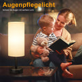 Kakanuo Nachttischlampe Touch Dimmbar, Tischlampe mit USB A+C+Steckdose Ladefunktion, Lampenschirm aus Leinenstoff, Lampe für Nachttisch Wohnzimmer Schlafzimmer Kinderzimmer Büro(Inklusive Birne)