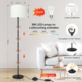 AmazeFun LED Stehlampe, 156cm Stehlampe Wohnzimmer mit Beigen Leinen-Lampenschirm & Fußschalter, Moderne Stehlampen mit E27 Birne 3 Farbtemperatur für Wohnzimmer Schlafzimmer Büro