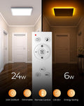 BLNAN LED Deckenleuchte Flach Dimmbar, 24W Deckenlampe mit Fernbedienung, 2000K Nachtlicht Warm, 3000K-6500K Decke Lampe für Schlafzimmer Wohnzimmer Kinderzimmer, Eckig Weiß 30CM