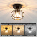 ZMH Deckenleuchte Schwarz Deckenlampe Kristall: Modern Flurlampe E27 Küchenlampe mit Metall Rahmen Vintage Innen Deckenbeleuchtung für Flur Korridor Küche Balkon Wohnzimmer Hotel (Ohne Leuchtmittel)